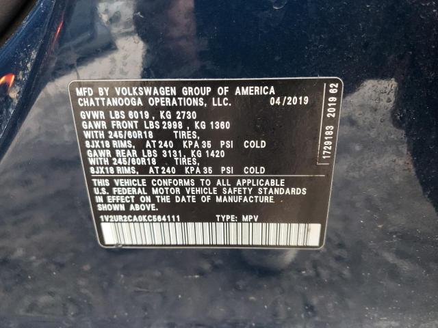 2019 VOLKSWAGEN ATLAS SE #3292353296