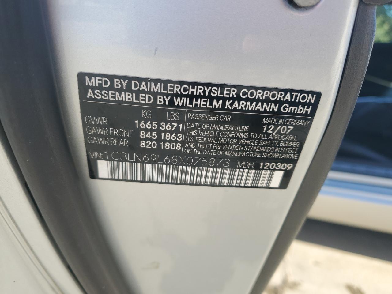 Lot #3276414739 2008 CHRYSLER CROSSFIRE