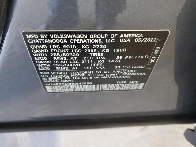 2022 VOLKSWAGEN ATLAS SEL - 1V2AR2CA0NC547588