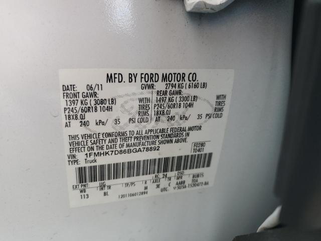 2011 FORD EXPLORER X - 1FMHK7D86BGA78892