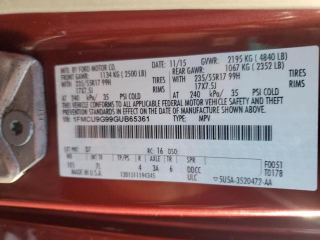 2016 FORD ESCAPE SE - 1FMCU9G99GUB65361