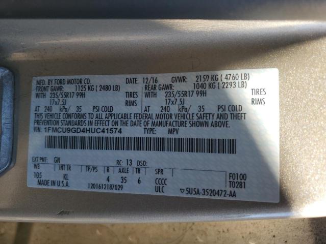 2017 FORD ESCAPE SE - 1FMCU9GD4HUC41574