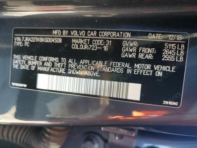 2019 VOLVO S60 T6 MOM 7JRA22TK6KG004508