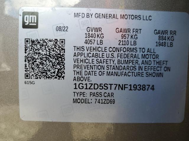 2022 CHEVROLET MALIBU LT #3311550251