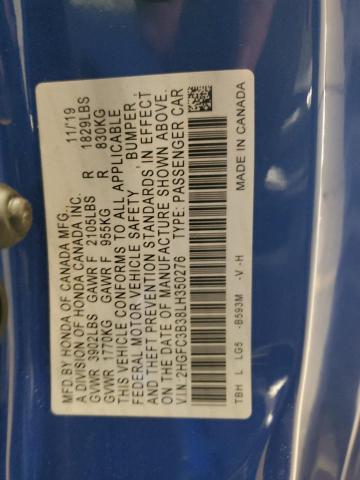 2020 HONDA CIVIC EX #3298078150