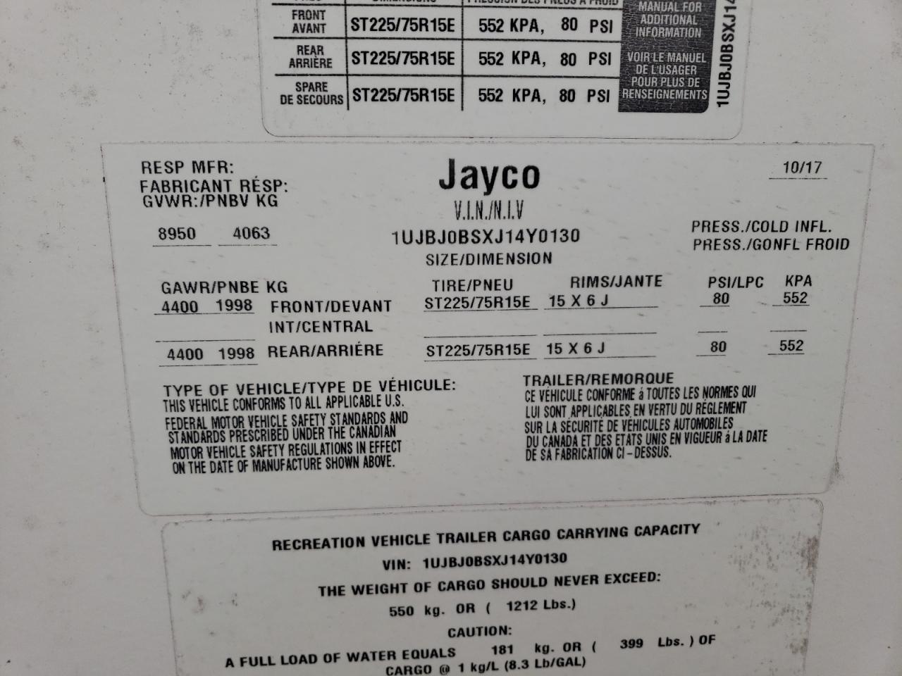 Lot #3280497134 2018 JAYCO WHITE HAWK 29RE