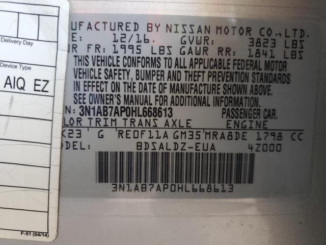 2017 NISSAN SENTRA S - 3N1AB7AP0HL668613