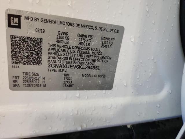 2019 CHEVROLET EQUINOX LT - 3GNAXUEV6KL294951