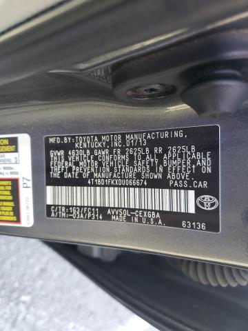 2013 TOYOTA CAMRY HYBR - 4T1BD1FKXDU066674