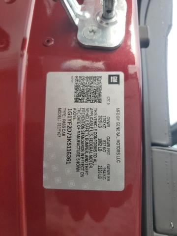 2019 CHEVROLET CORVETTE S 1G1YF2D73K5116361