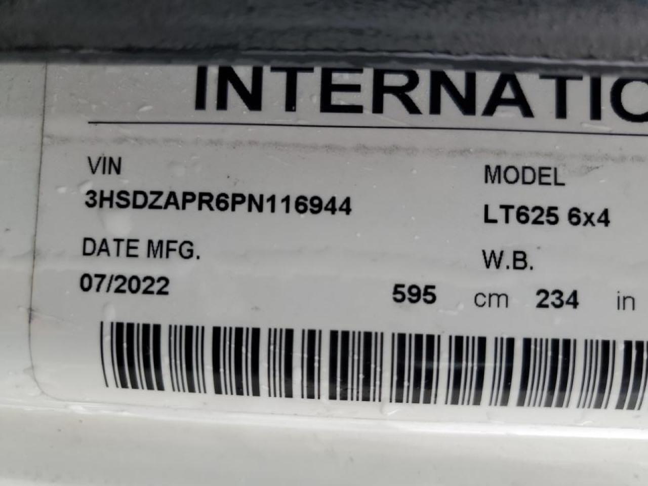 Lot #3280365030 2023 INTERNATIONAL LT625