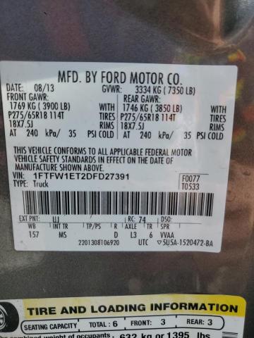 2013 FORD F150 SUPER - 1FTFW1ET2DFD27391