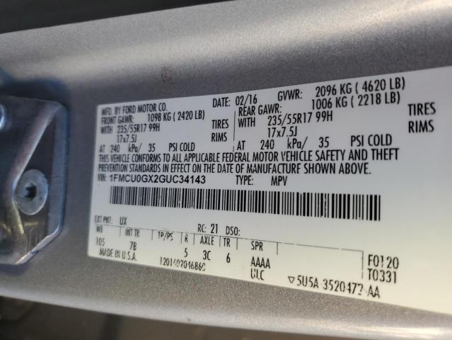 2016 FORD ESCAPE SE - 1FMCU0GX2GUC34143