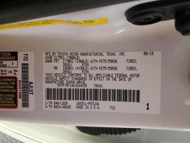 2019 TOYOTA TUNDRA CREWMAX LIMITED - 5TFFY5F14KX244938