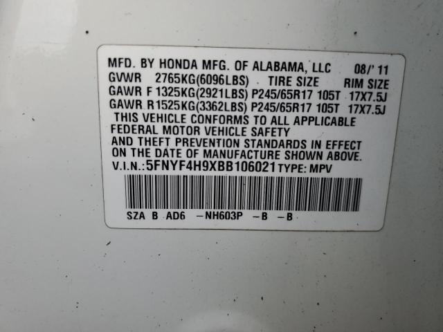 2011 HONDA PILOT TOUR - 5FNYF4H9XBB106021