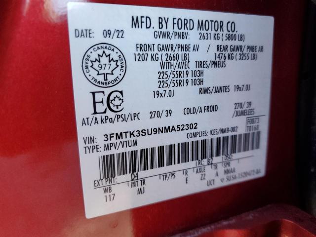 2022 FORD MUSTANG MA 3FMTK3SU9NMA52302