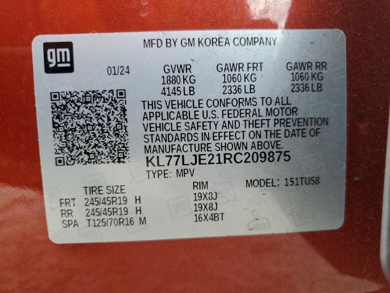 2024 CHEVROLET TRAX 2RS - KL77LJE21RC209875