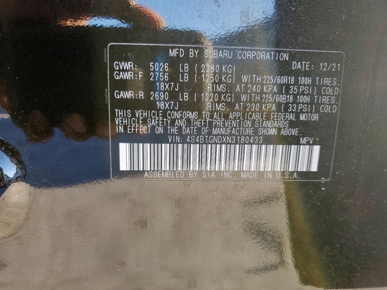 SUBARU OUTBACK LIMITED XT