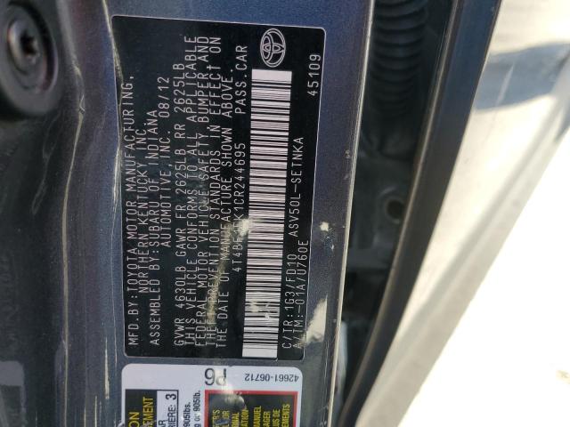 2012 TOYOTA CAMRY BASE - 4T4BF1FK1CR244695