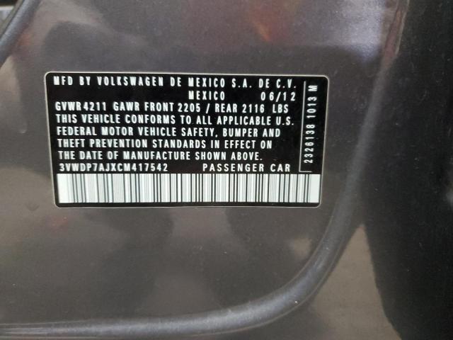 2012 VOLKSWAGEN JETTA SE - 3VWDP7AJXCM417542