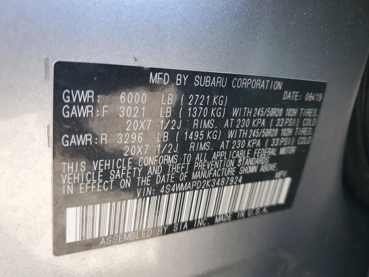 SUBARU ASCENT LIMITED