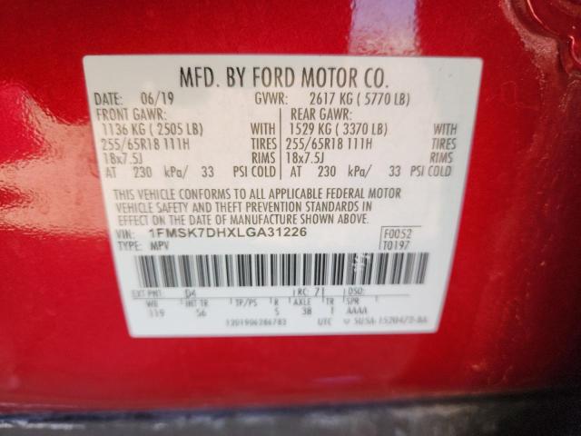 2020 FORD EXPLORER XLT - 1FMSK7DHXLGA31226