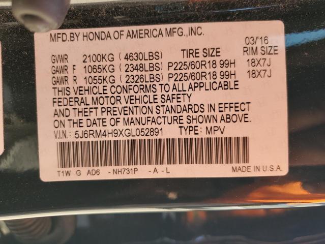 2016 HONDA CR-V TOURI 5J6RM4H9XGL052891