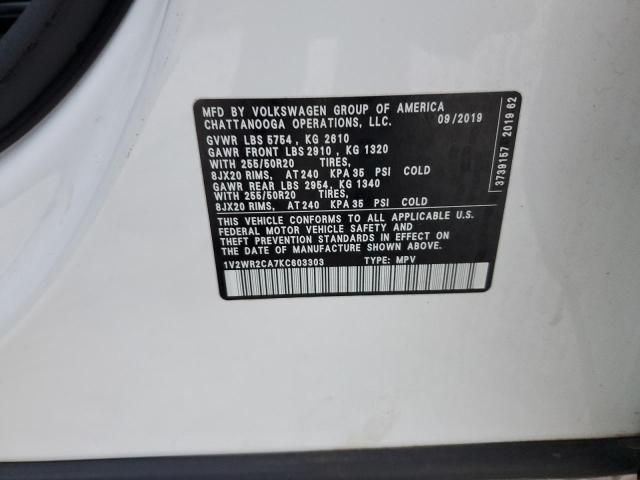 2019 VOLKSWAGEN ATLAS SE #3287665024