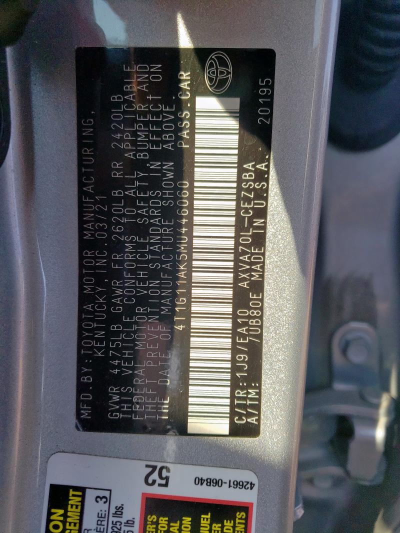 2021 TOYOTA CAMRY SE - 4T1G11AK5MU446060