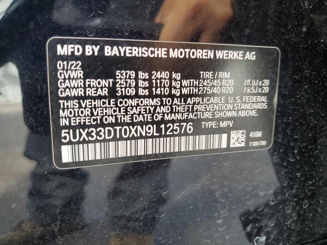 2022 BMW X4 XDRIVE3 5UX33DT0XN9L12576