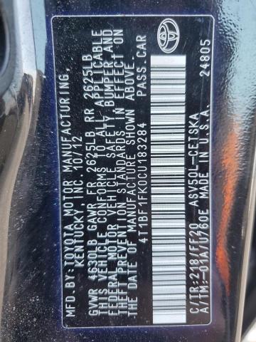 2012 TOYOTA CAMRY BASE - 4T1BF1FK0CU183284