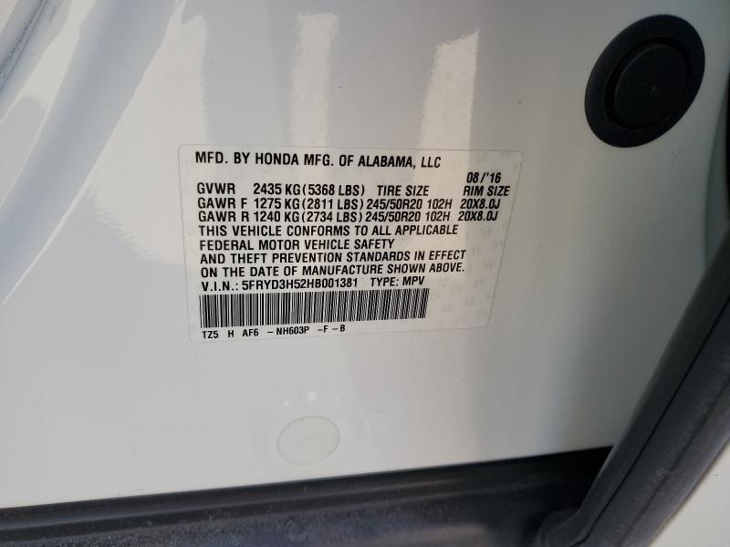 2017 ACURA MDX TECHNO - 5FRYD3H52HB001381