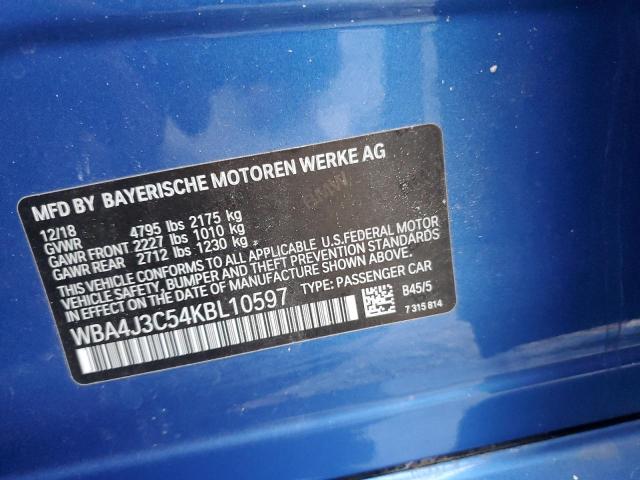 2019 BMW 430XI GRAN WBA4J3C54KBL10597