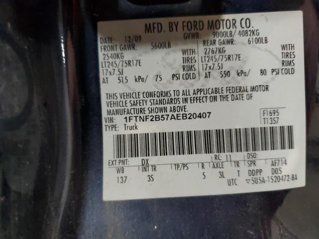 2010 FORD F250 SUPER - 1FTNF2B57AEB20407