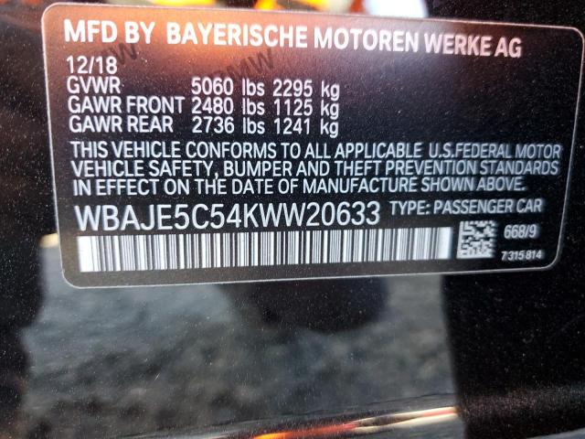 2019 BMW 540 I WBAJE5C54KWW20633