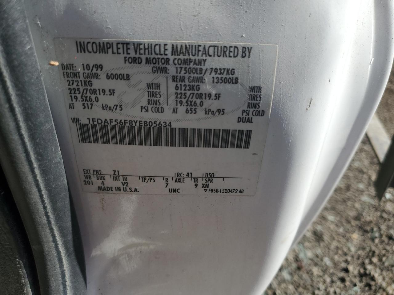 Lot #3263658704 2000 FORD F550 SUPER DUTY