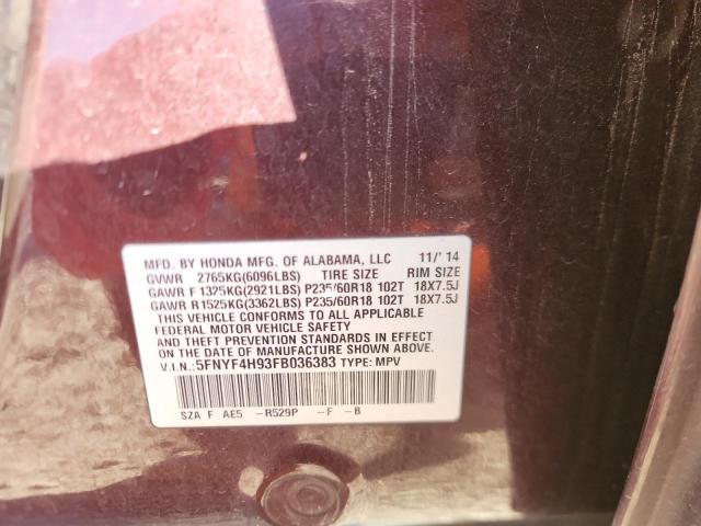 2015 HONDA PILOT TOUR - 5FNYF4H93FB036383