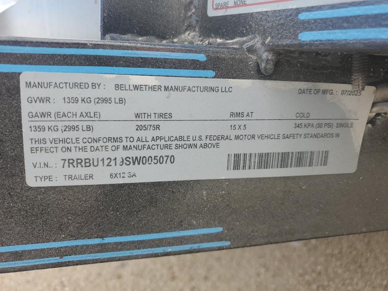 2025 BELLWETHER 12' UTILITY #3267100681