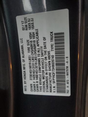 2017 HONDA RIDGELINE #3283963800