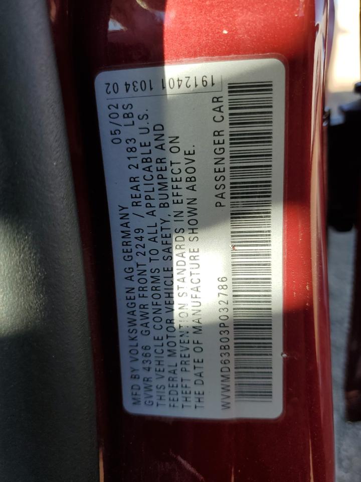 Lot #3286664285 2003 VOLKSWAGEN PASSAT GL