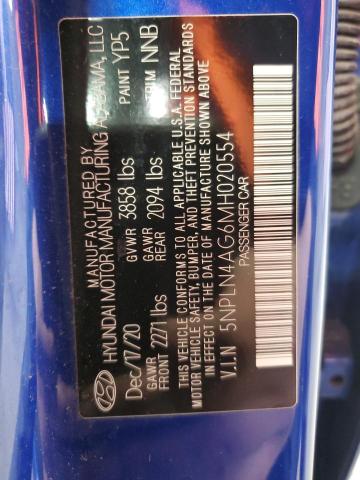 2021 HYUNDAI ELANTRA SEL 5NPLN4AG6MH020554