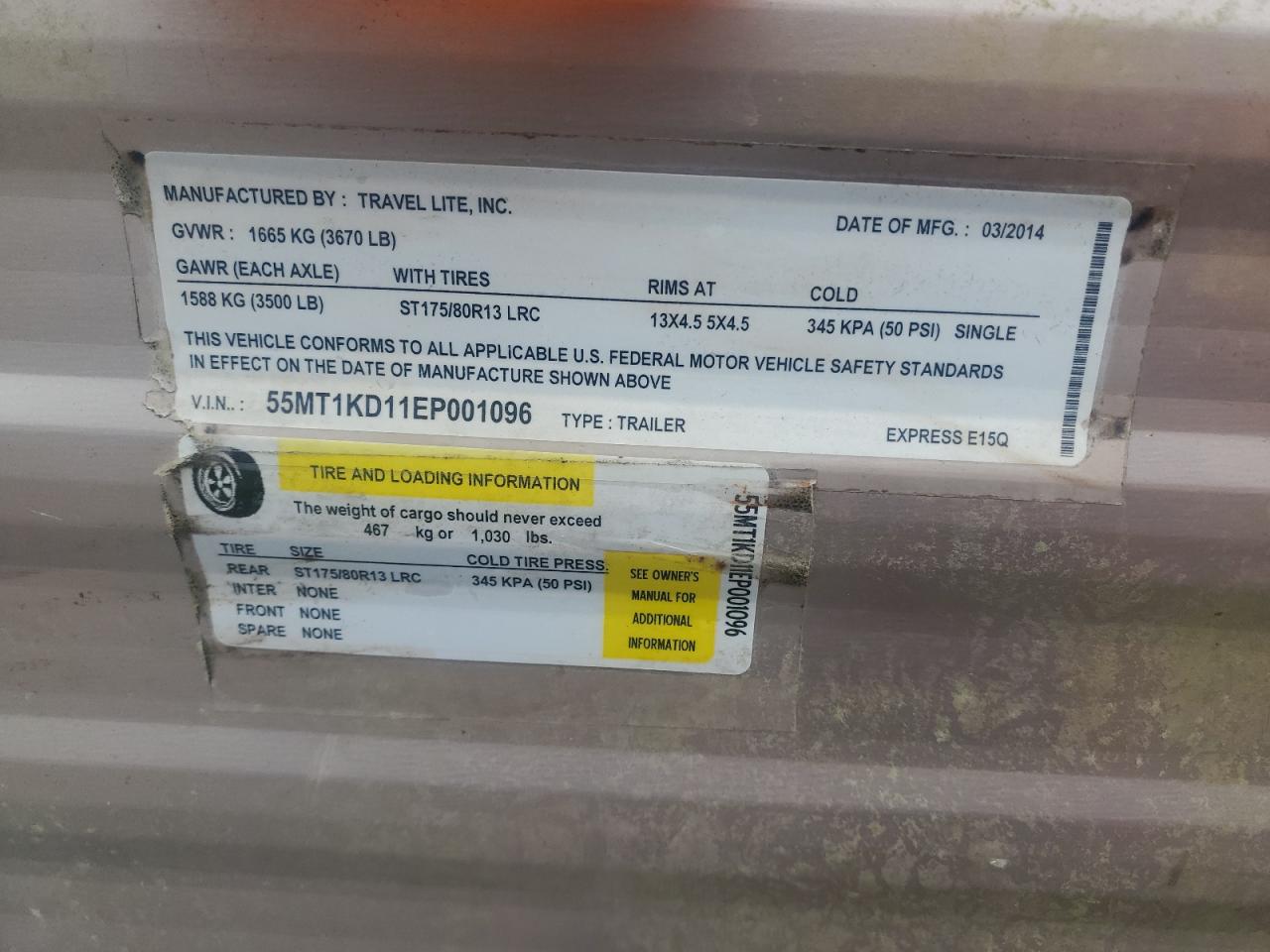 Lot #3277092187 2014 TRAVELLITE MINILITE