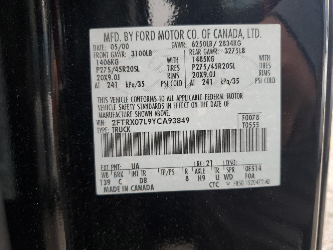 Lot #3278674728 2000 FORD F150