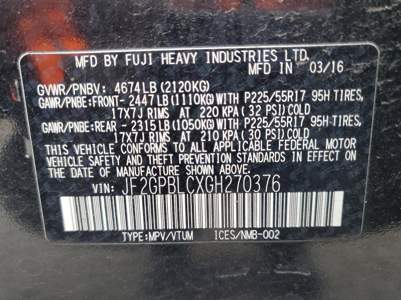 SUBARU XV 2.0I HYBRID TOURING