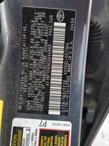 2012 TOYOTA CAMRY BASE - 4T1BF1FK9CU040866