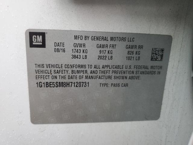 2017 CHEVROLET CRUZE LT - 1G1BE5SM8H7120731