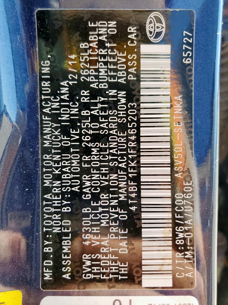 2015 TOYOTA CAMRY LE - 4T4BF1FK1FR465203