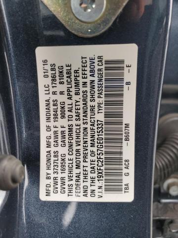 2016 HONDA CIVIC LX - 19XFC2F57GE015337
