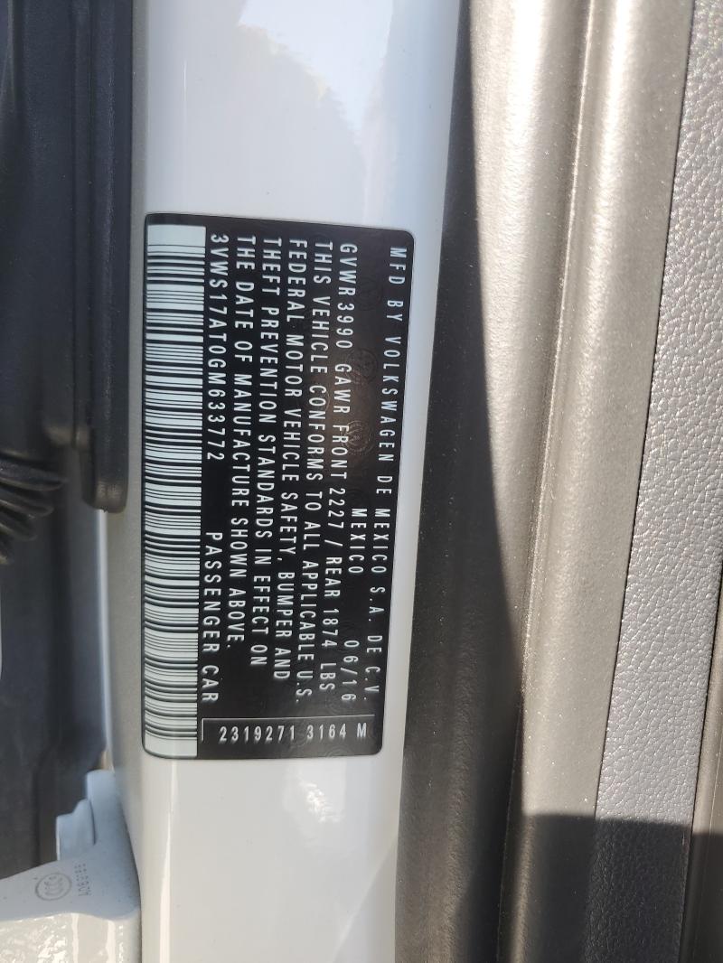 2016 VOLKSWAGEN BEETLE DUN 3VWS17AT0GM633772