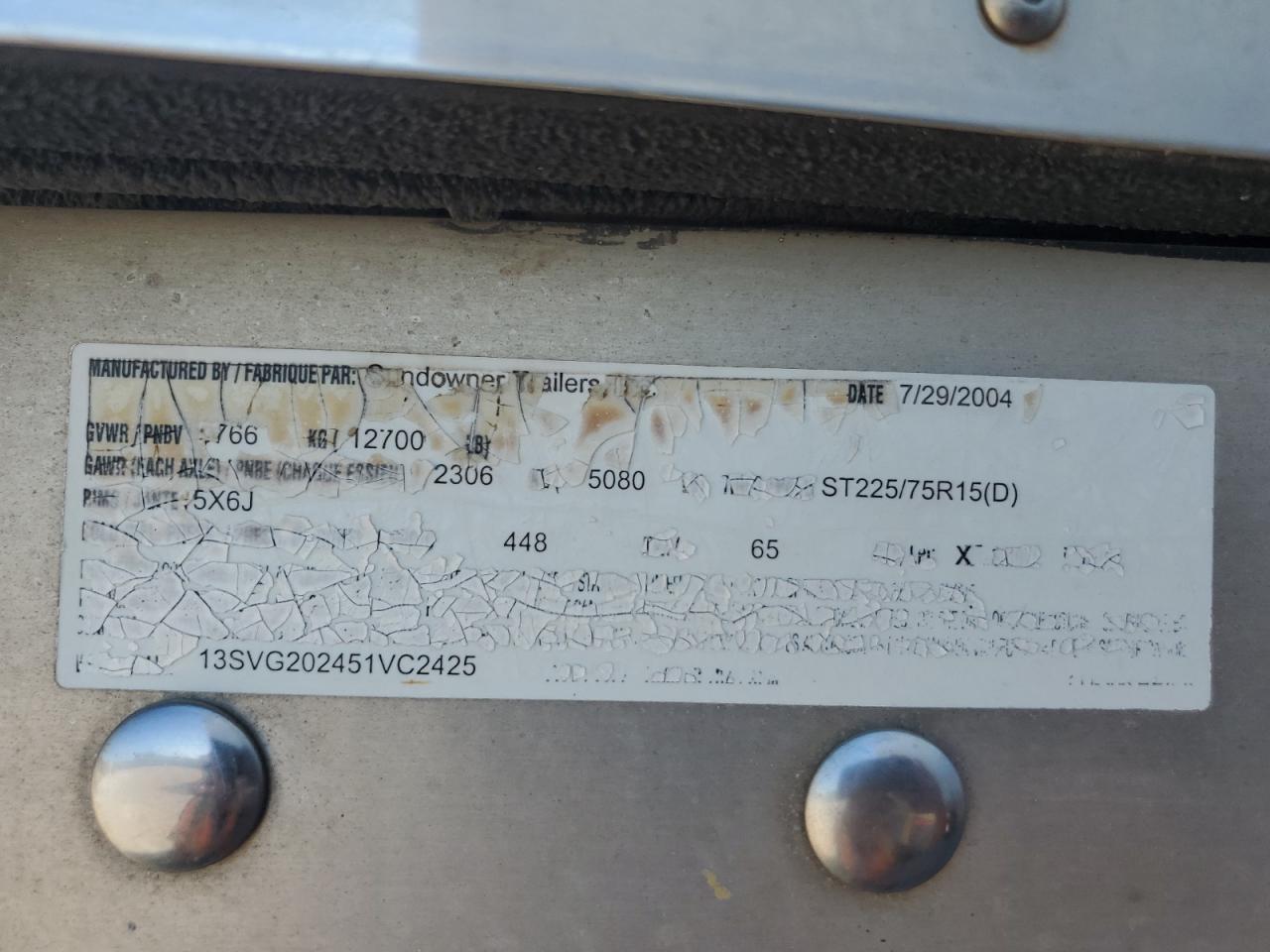 Lot #3315945080 2005 SUNDOWNER UNKNOWN